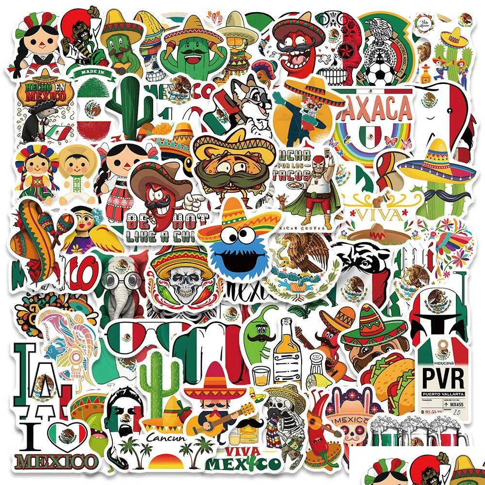 Car Stickers 120Pcs Mexican  Skl Iti For Diy Laptop Skateboard Motorcycle Decals Drop Delivery Mobiles Motorcycles Exterior Ac Dht9E