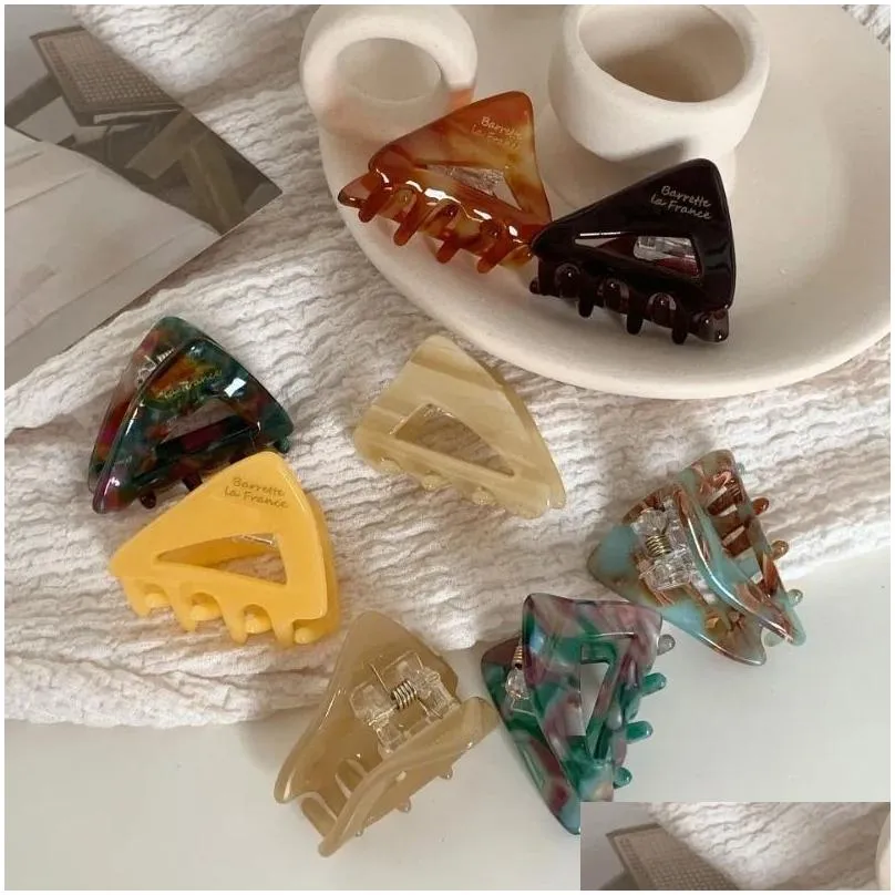 Clamps Fashion Hair Clips For Women Elegant Small Acetate Claw Colorf Marble Pattern Girls Accessories Clip New Drop Delivery Jewelry Dhgpn