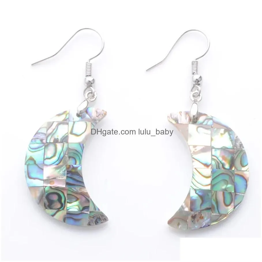 natural dangle hook earrings paua abalone shell bead pendant zealand olivary earring women hanging jewelry br351