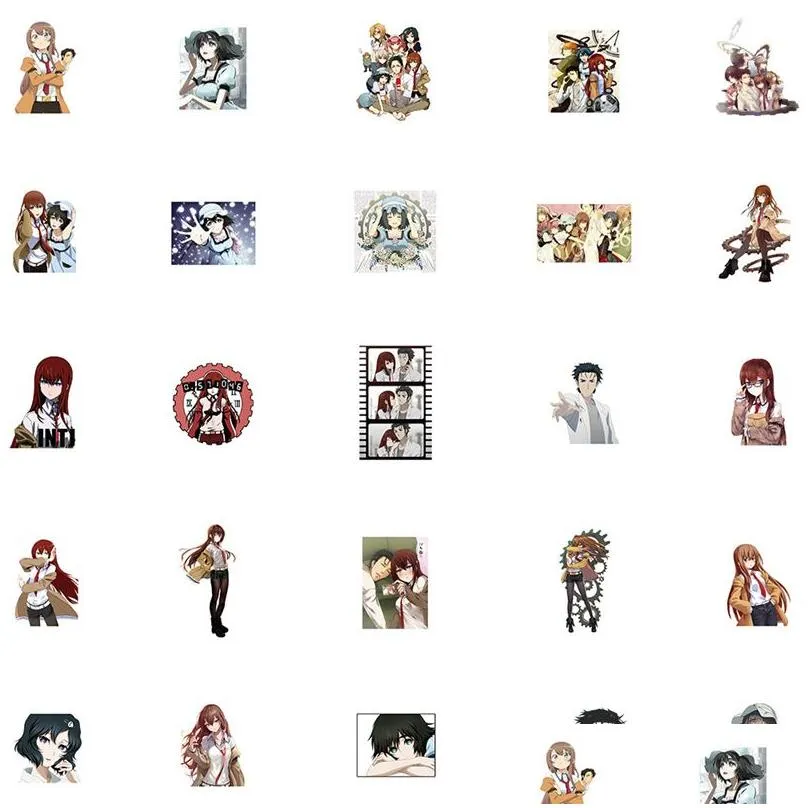 Car Stickers 50Pcs Cartoon Steins Gate Elite Diy Bike Travel Lage Phone Laptop Waterproof Funny Sticker Decals Toys Drop Delivery Mo Dhqae