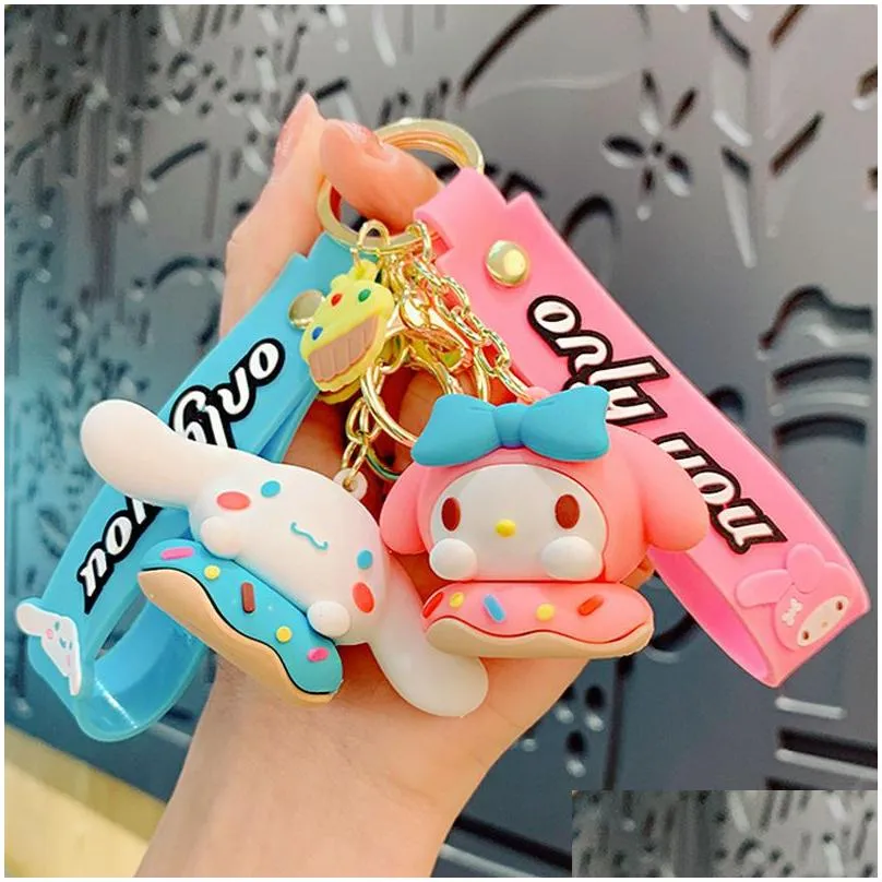 Plush Keychains New Style Cute Melo Donut Tikkomi Kt Keychain Pendant Figure Cartoon Car Key Chain Accessory Bag Small Gift Drop Deliv Dhpgo