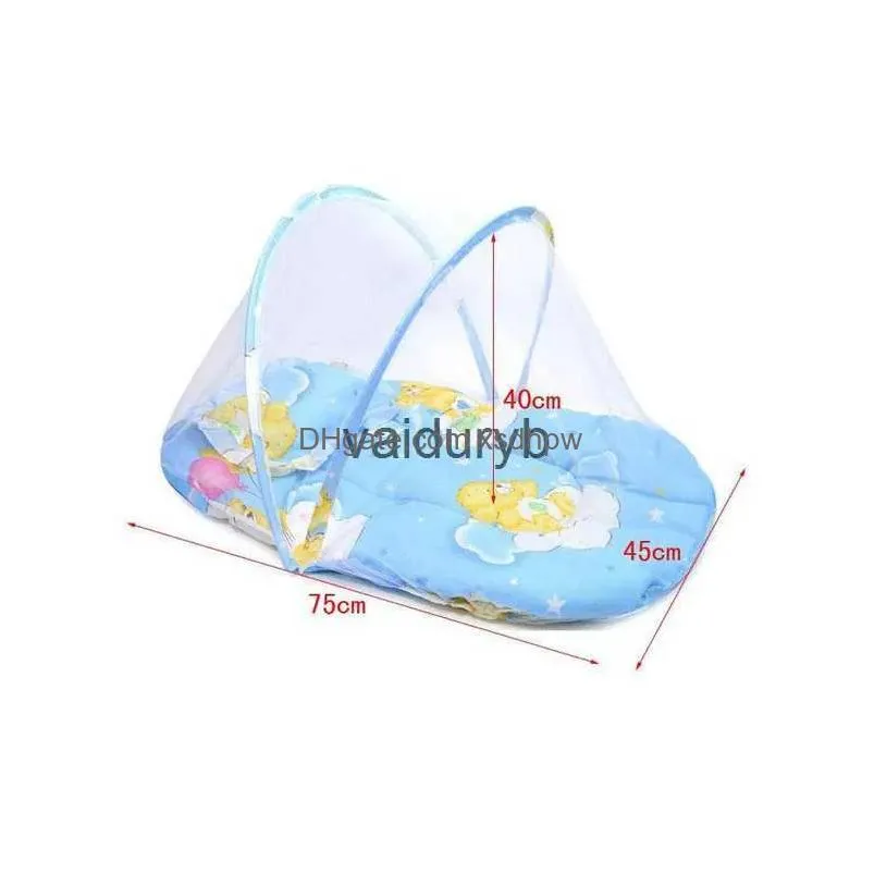 crib netting foldable baby infant cradle anti-bug tent net with mattress pillow portable nursery bed canopy travel beach park