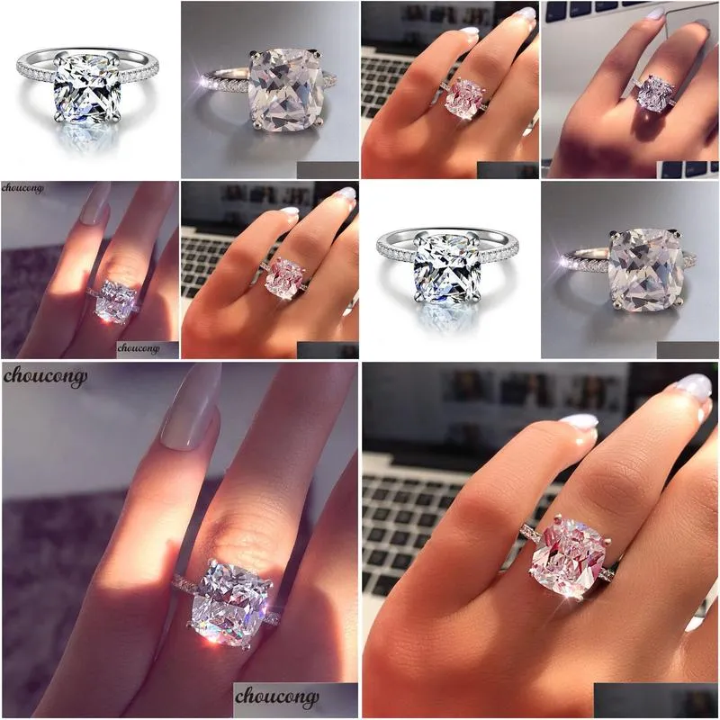 Fine Promise Ring 925 sterling Silver Cushion cut 7mm 5A Zircon cz Engagement Wedding Band Rings For Women Jewelry