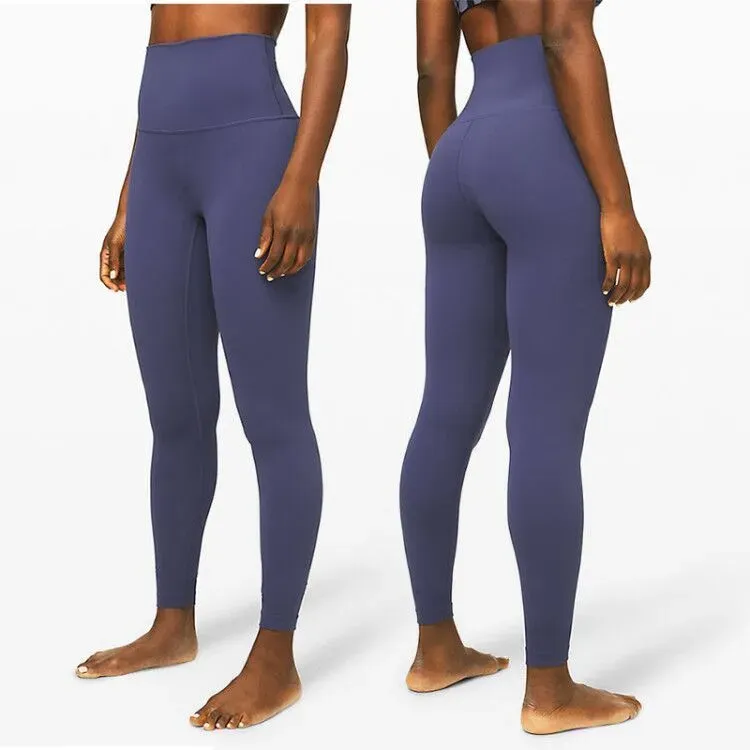 LU-3027 Women Solid Color Yoga Leggings High Waist Designers Pants Sports Elastic Wear Workout Pants