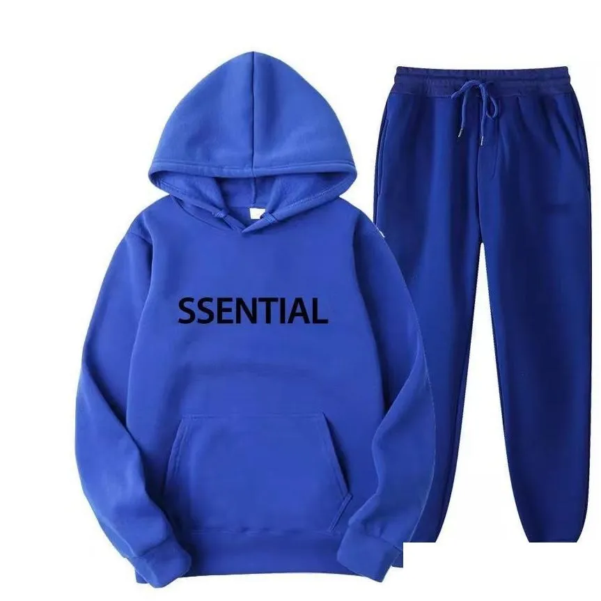 Men`S Tracksuits Designers New Sportswear  Brand Printed Mens Couple 27 Color Warm Two Piece Loose Hoodie Sweatshirt Pants Jogging Dhg5H