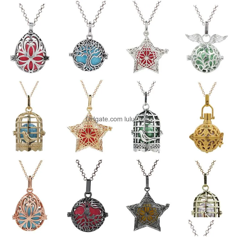 more designs birdcage elephant owl lave bead cage pendant essential oil diffuser locket mexican angel bola chime ball for pregnant