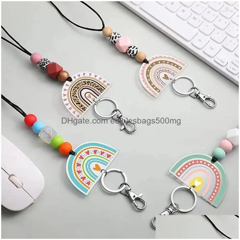 Other Home Decor Keychains Teacher Lanyards For Id Badges And Keys Cute Beaded With Keychain Sile Women Girls Drop Delivery Garden Dhgvl