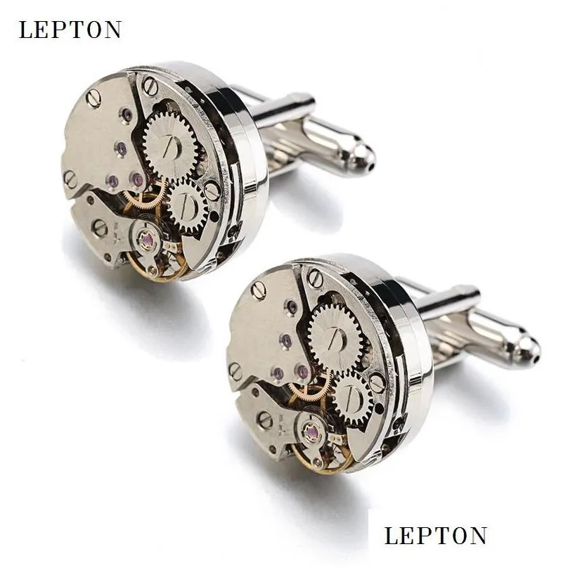 Cuff Links Watch Movement Cufflinks For Immovable Stainless Steel Steampunk Gear Mechanism Mens Relojes Gemelos 240419 Drop Delivery J Dhkd0