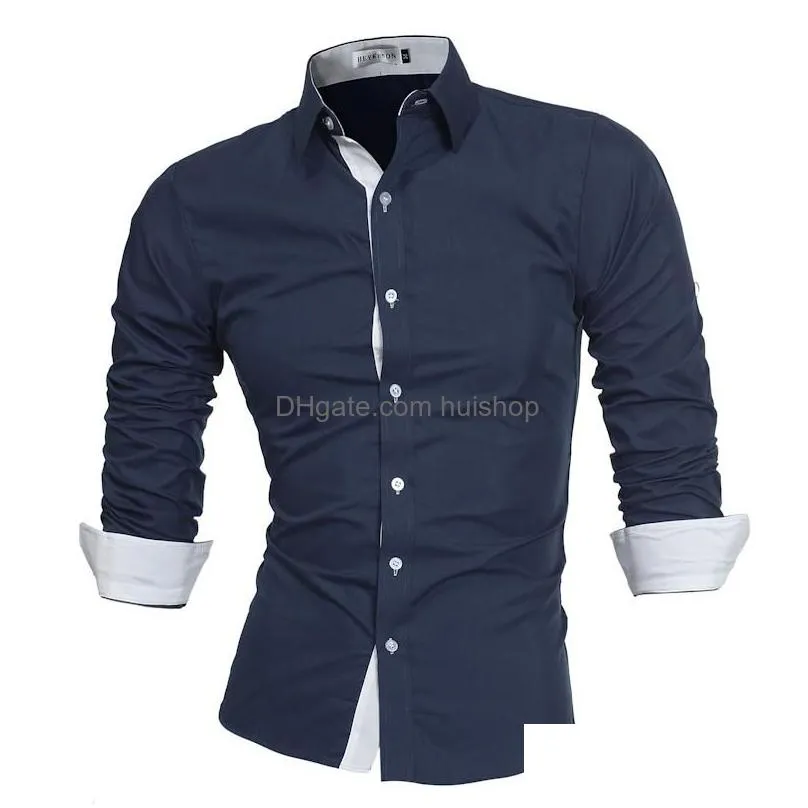 mens shirt long sleeve casual top slim black large size shirt 4xl