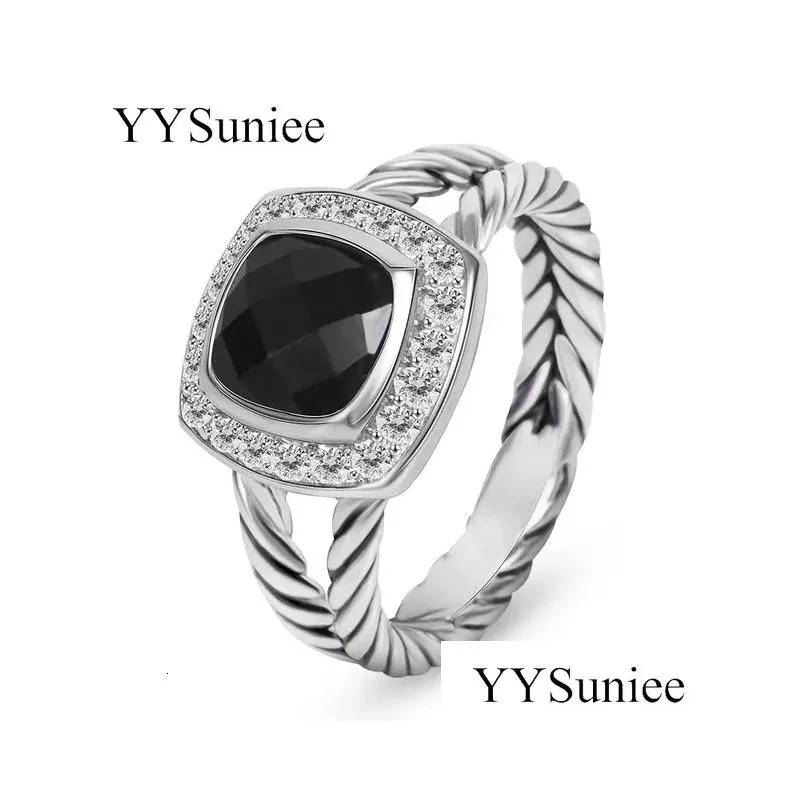 Wedding Rings Yysuniee Designer Inspired Avid Cubic Zirconia Statement Antique Fashion Twisted Wire Jewelry Gift For Women 240415 Dro Dhexs