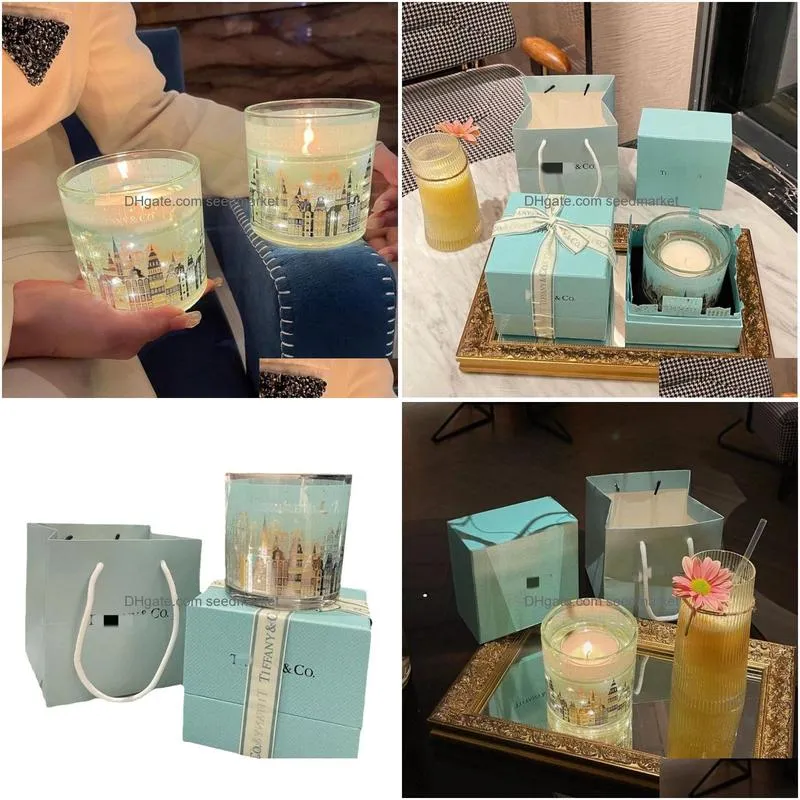 designer blue aromatherapy candle gift box for bedroom living room indoor atmosphere candle night proposal romantic candle radiant night limited