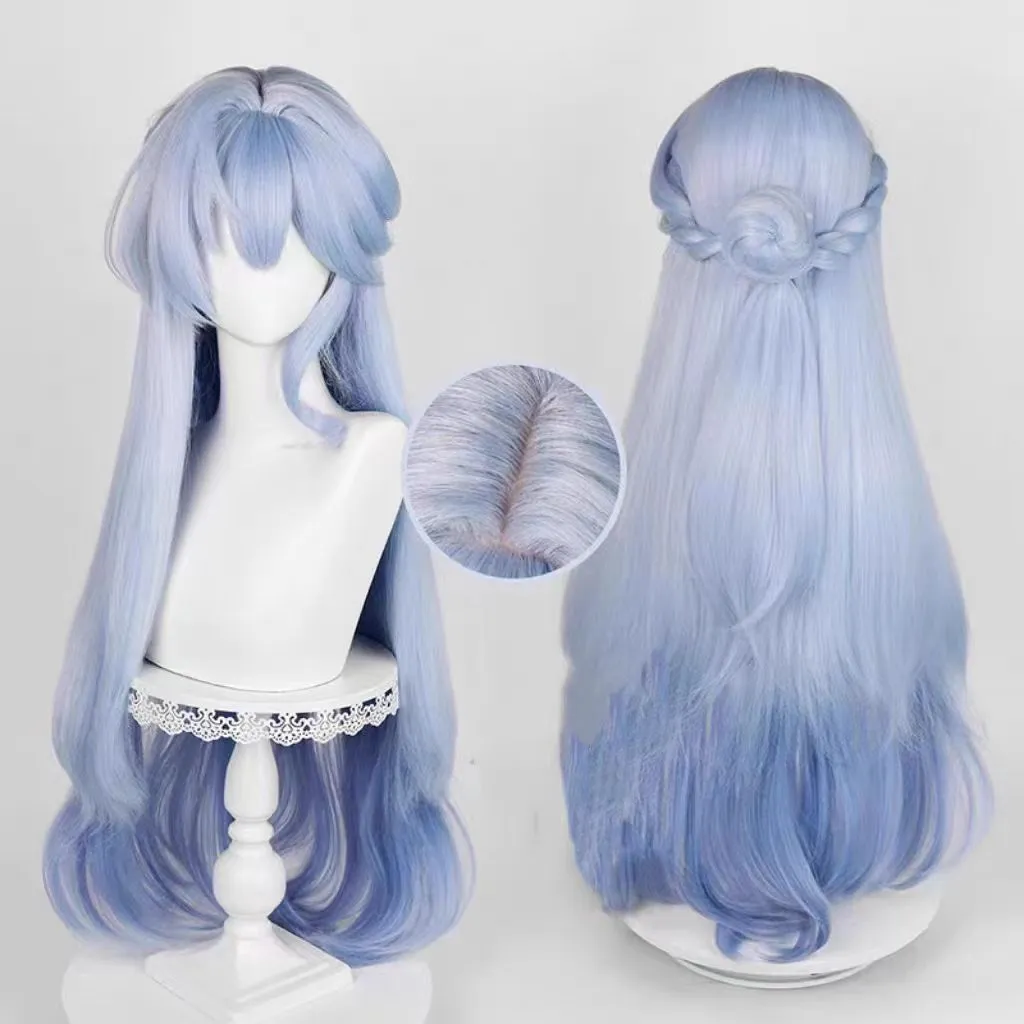 Lady 95cm Long Curly Wigs Fashion Cosplay Baby blue Fluffy Costume Hair Anime Full Wavy Party Wig Animated character Reality show