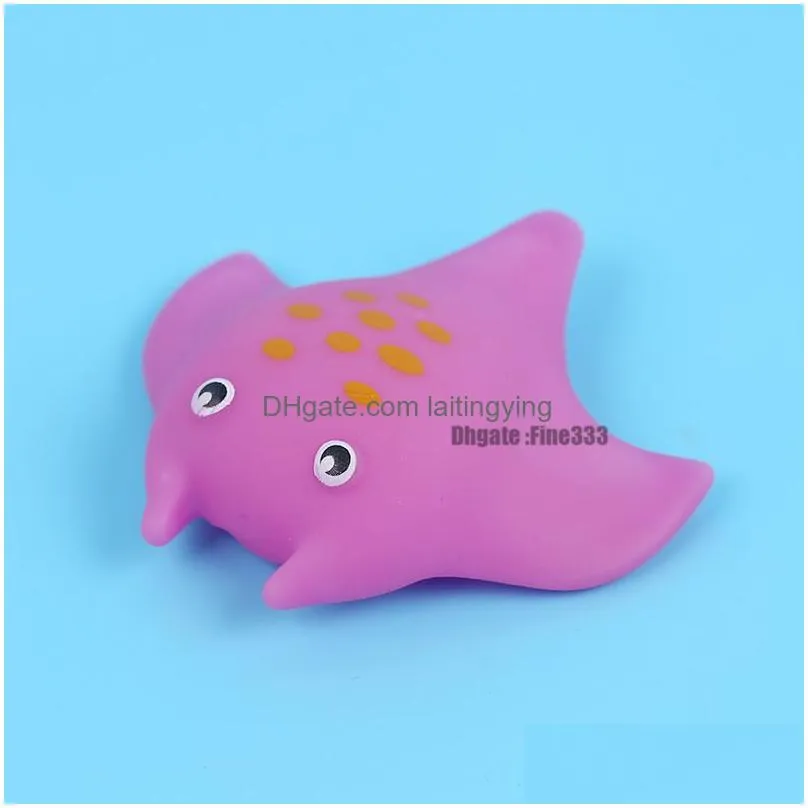 cute animal baby bath toys for children pvc float squeeze sound dabbling toys kids cat fish bathroom pinch spray toy