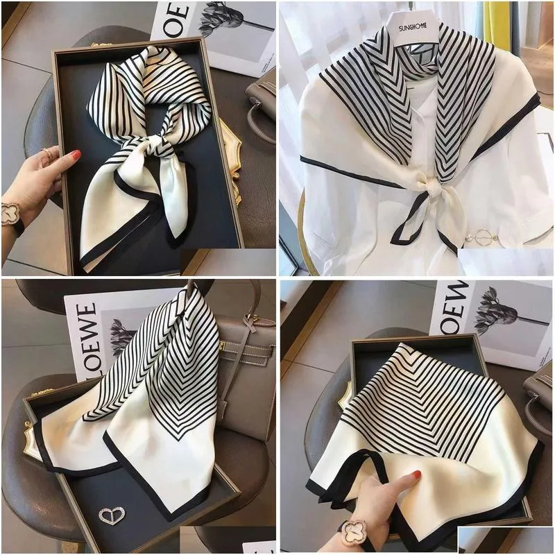 Cravat Striped Scarf French Hairband Small Womens Fashion Tie New Decorative Square Summer Versatile 231015 Drop Delivery Accessories Dhg16