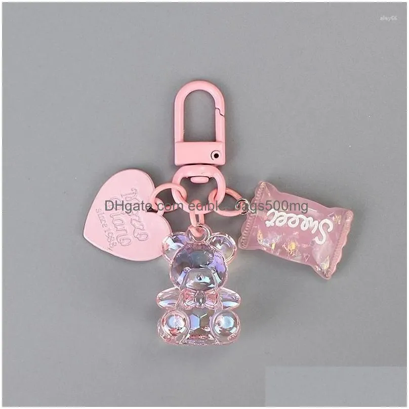 Other Home Decor Keychains Bling Heart Animal Candy Keychain Key Ring For Friend Lovers Cute Creative Bag Car Earphone Box Accessori Dhaef