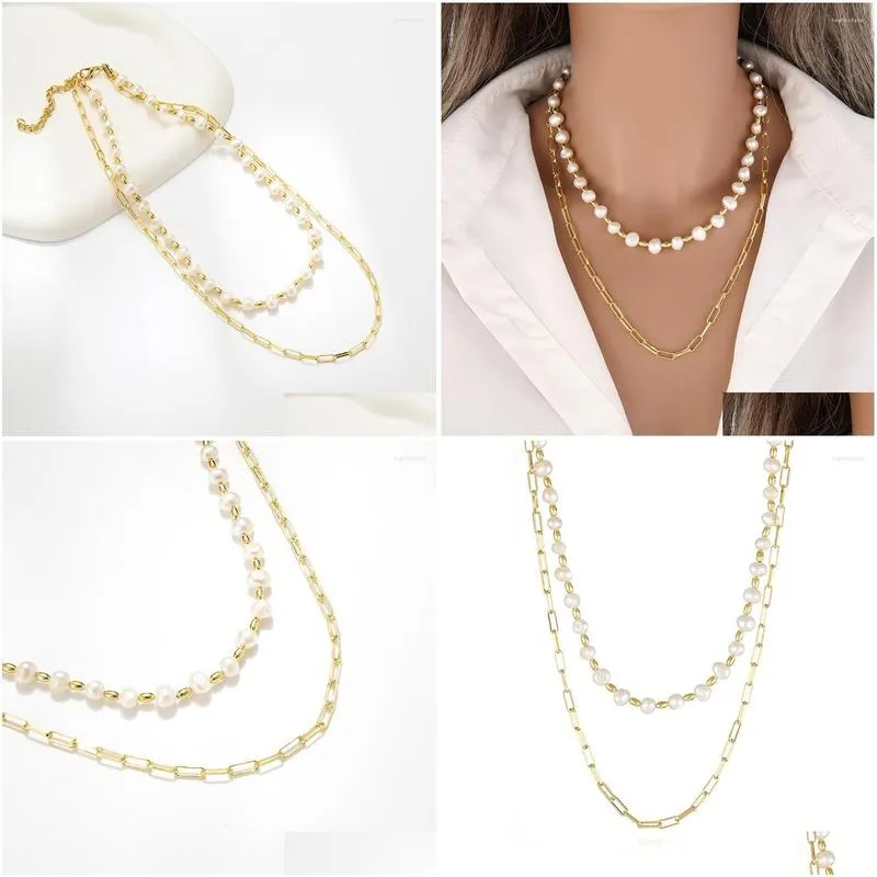 Chokers Choker 2022 Pearl Necklace Womens Stacked Clavicle Chain Light Luxury Temperament Fashion Versatile Jewelry Gift Drop Delivery Dhjx0