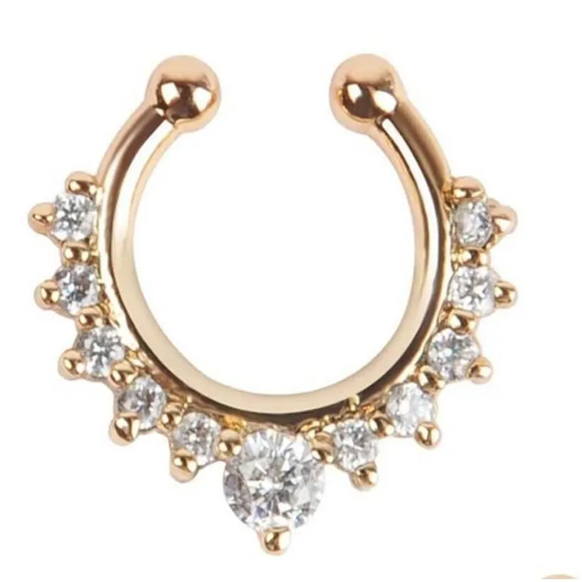 Nose Rings Studs C-Shaped Ring Stainless Steel Non-Perforated False Sterling Sier Jewelry For Women Drop Delivery Body Dhdgv