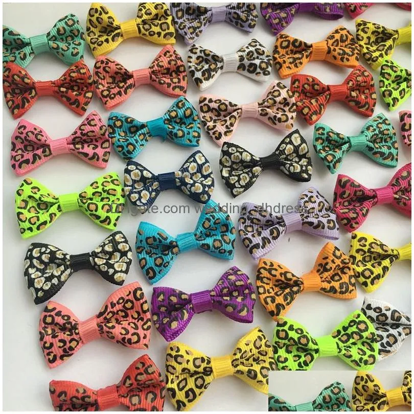 200pcs 1 4 leopard print bows diy for girls mix colors hair bows for children kids hair accessories birthday party dressing