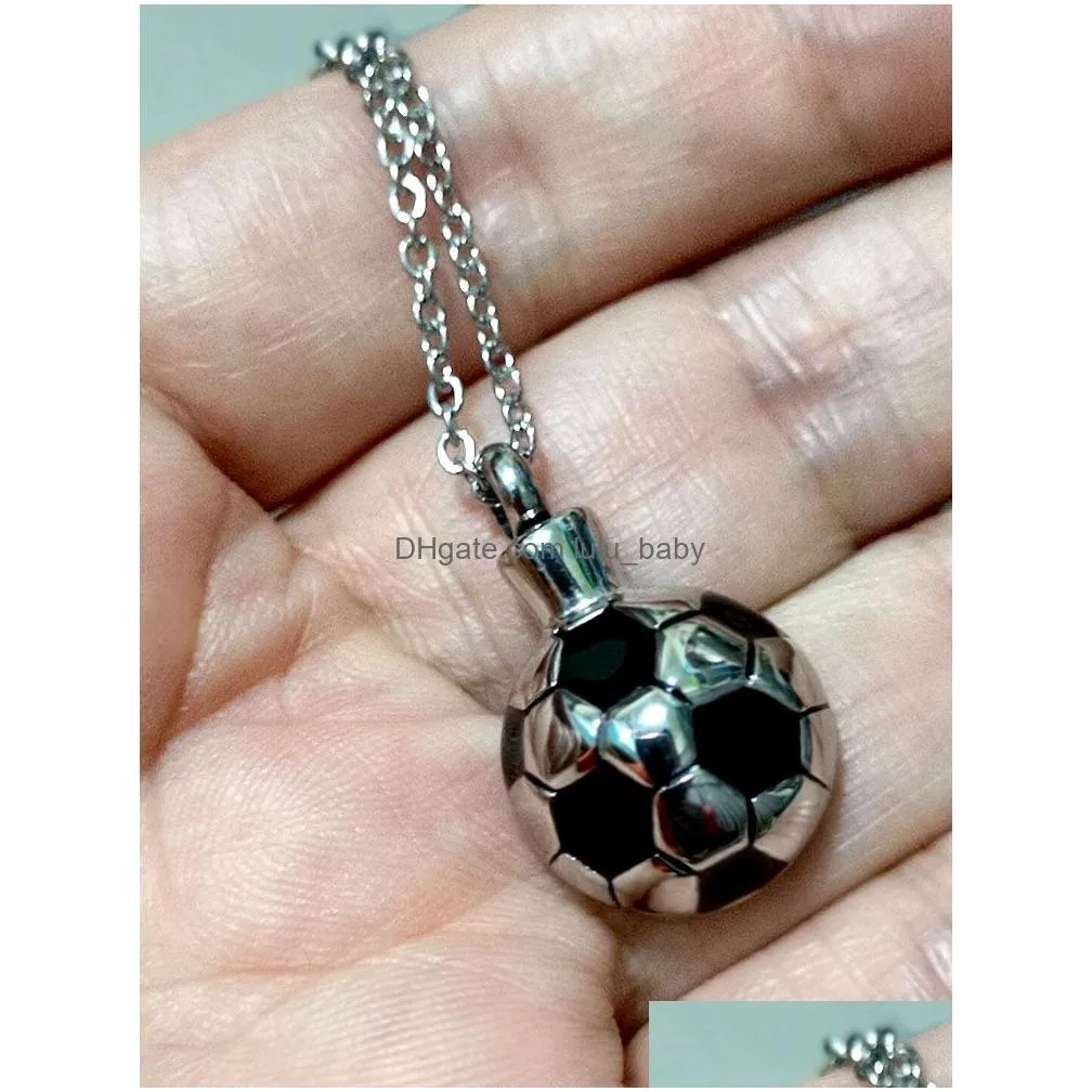 316l stainless steel distinctive football locket pendant necklace cremation urn jewelry ashes funeral keepsake box openable put in