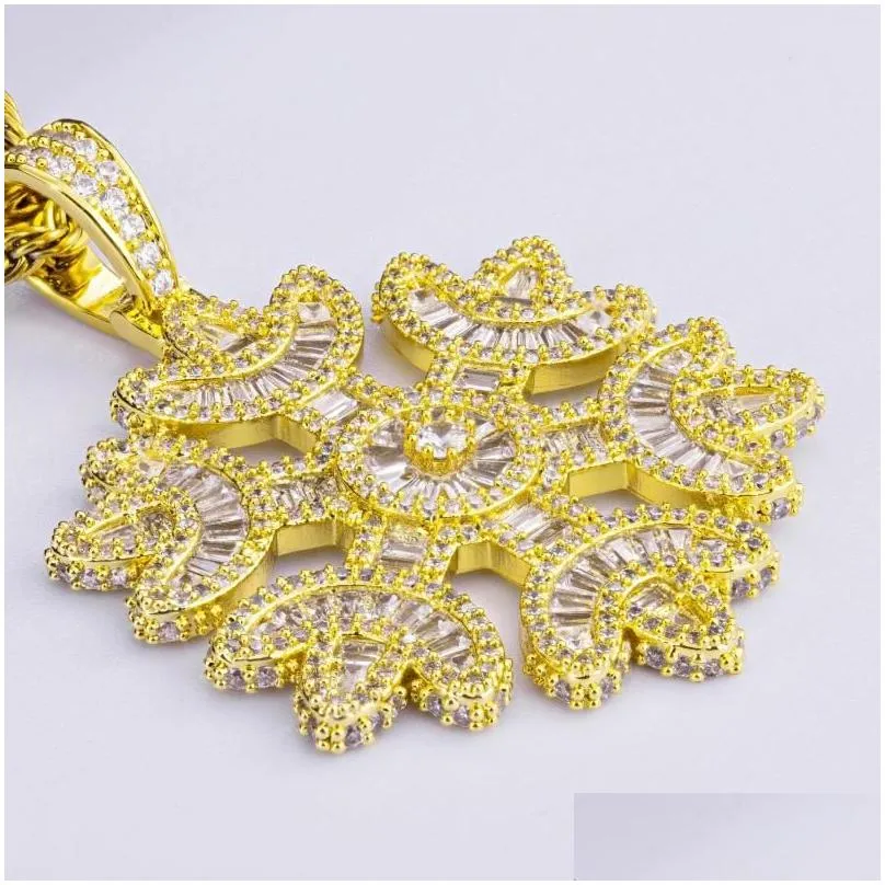 Pendant Necklaces Az Hip Hop Copper Snowflake Iced Out For Women Men Rock Long Chain Necklace Jewelry Accessories Drop Delivery Dhdpw