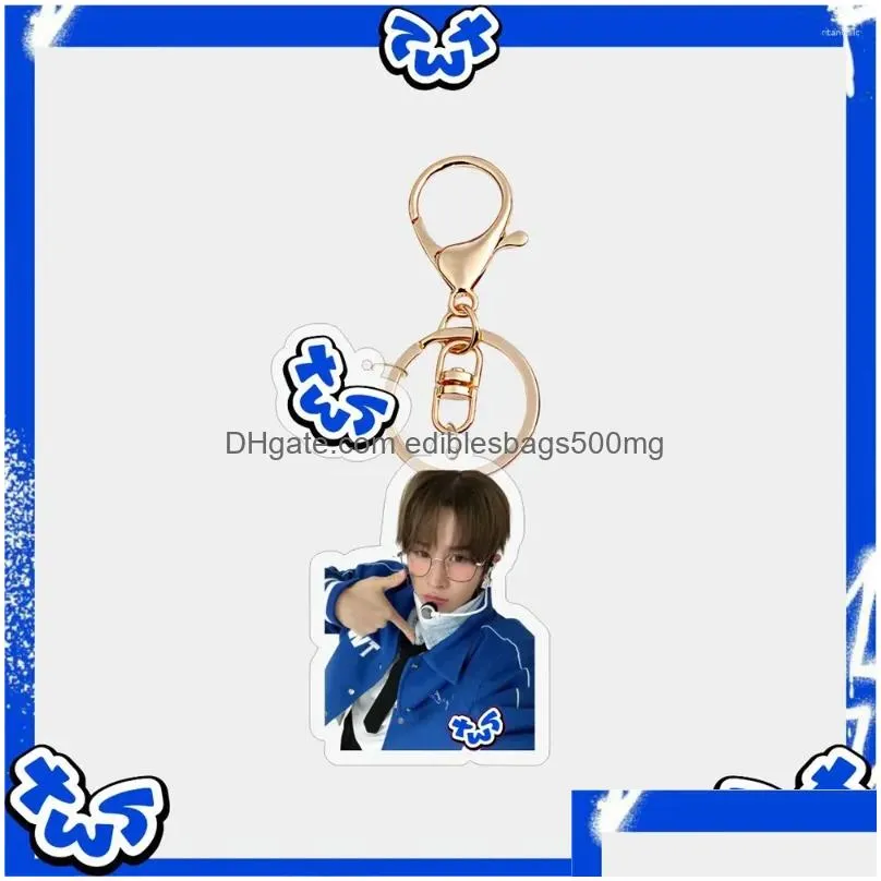 Other Home Decor Keychains Kpop Tws Keyring Sparkling Blue Acrylic Figure Keychain Pendant Bag Accessories Dohoon Shinyu Kyungmin Ha Dhxm5