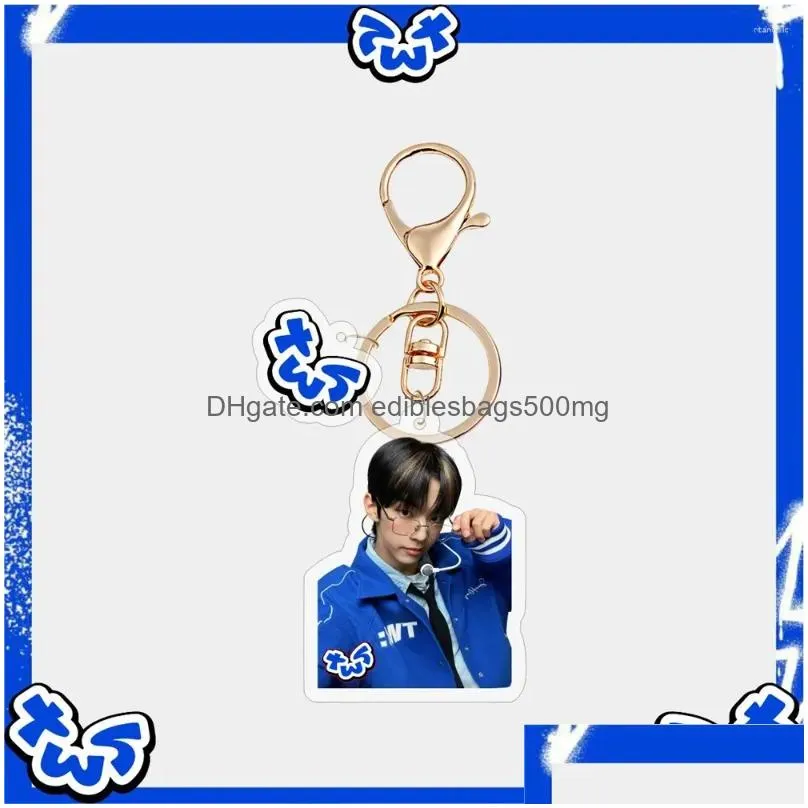 Other Home Decor Keychains Kpop Tws Keyring Sparkling Blue Acrylic Figure Keychain Pendant Bag Accessories Dohoon Shinyu Kyungmin Ha Dhxm5