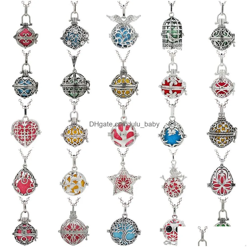 more designs birdcage elephant owl lave bead cage pendant  oil diffuser locket mexican angel bola chime ball for pregnant