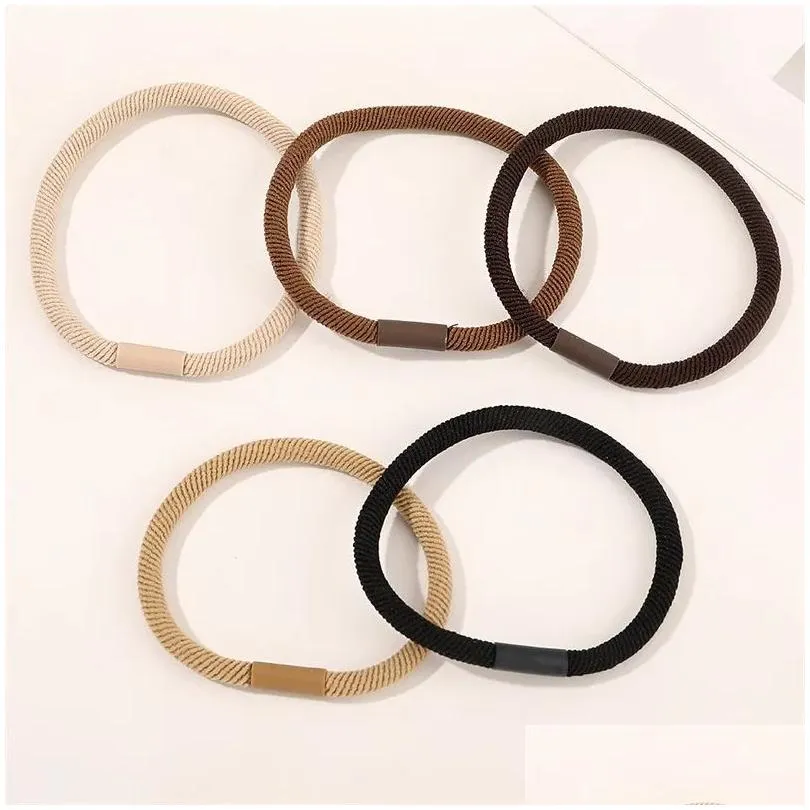 Hair Rubber Bands 10Pcs/Lot Elastic Band For Women Ties Simplicity Elegant Solid Color High Elasticity Accessories Drop Delivery Jewe Dhrla