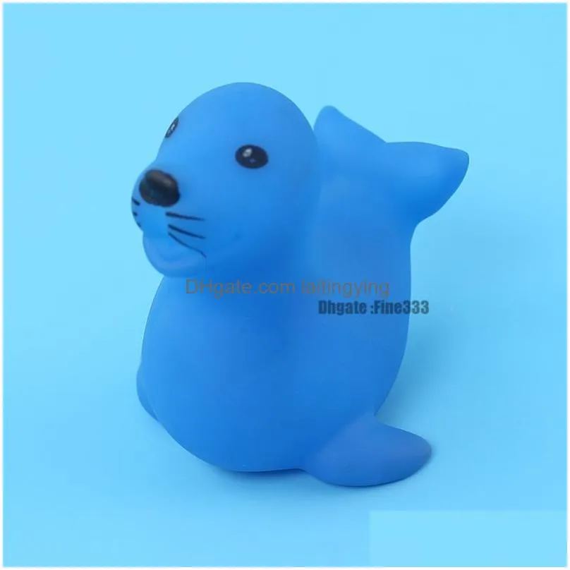 cute animal baby bath toys for children pvc float squeeze sound dabbling toys kids cat fish bathroom pinch spray toy