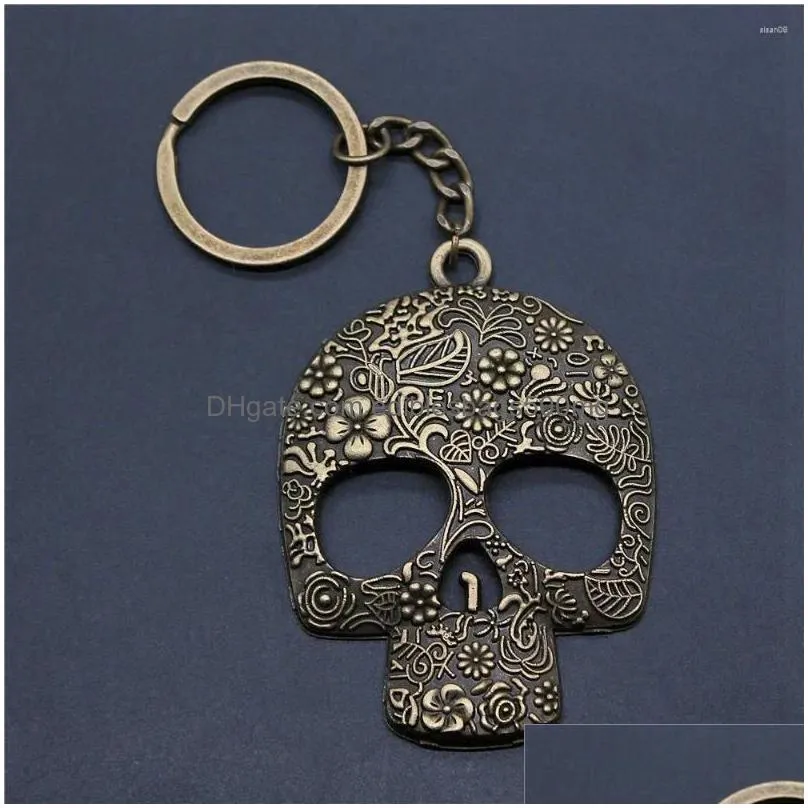 Other Home Decor Keychains 1Pcs Big Skl Moto Keychain Materials Jewelry Tools Crafts Ring Size 28Mm Drop Delivery Garden Dhbzo