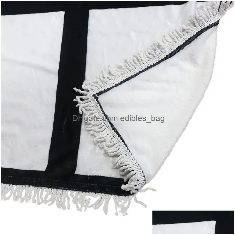 blanket sublimation white with tassels 9 penels heat transfer printing shawl wrap sofa sleeping throw blankets 125.150cm ups 2.3 s