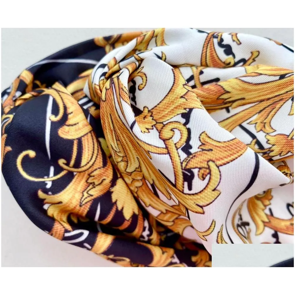 Headbands Designer Silk 2022 New Arrival Luxury Women Girls Gold Yellow Flowers Hair Bands Scarf Accessories Gifts Headwraps High Dro Dhkra