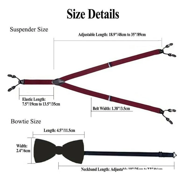 Suspenders Luxury Silk Adt Mens Leather Metal 6 Clips Braces Wedding Party Bow Tie And Vintage Elastic Men 220812 Drop Delivery Fashio Dhjms