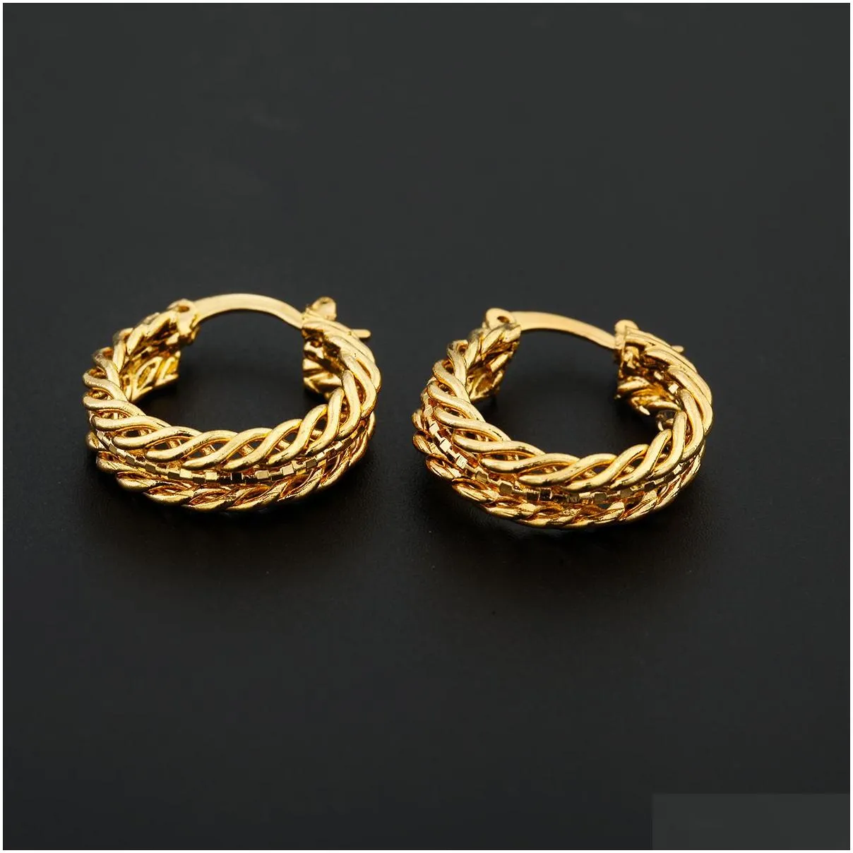 Hoop & Huggie Trendy 24K Gold Plated Geometry Bird Nest Design Earring Women Jewelry Drop Delivery Earrings Dhj1X