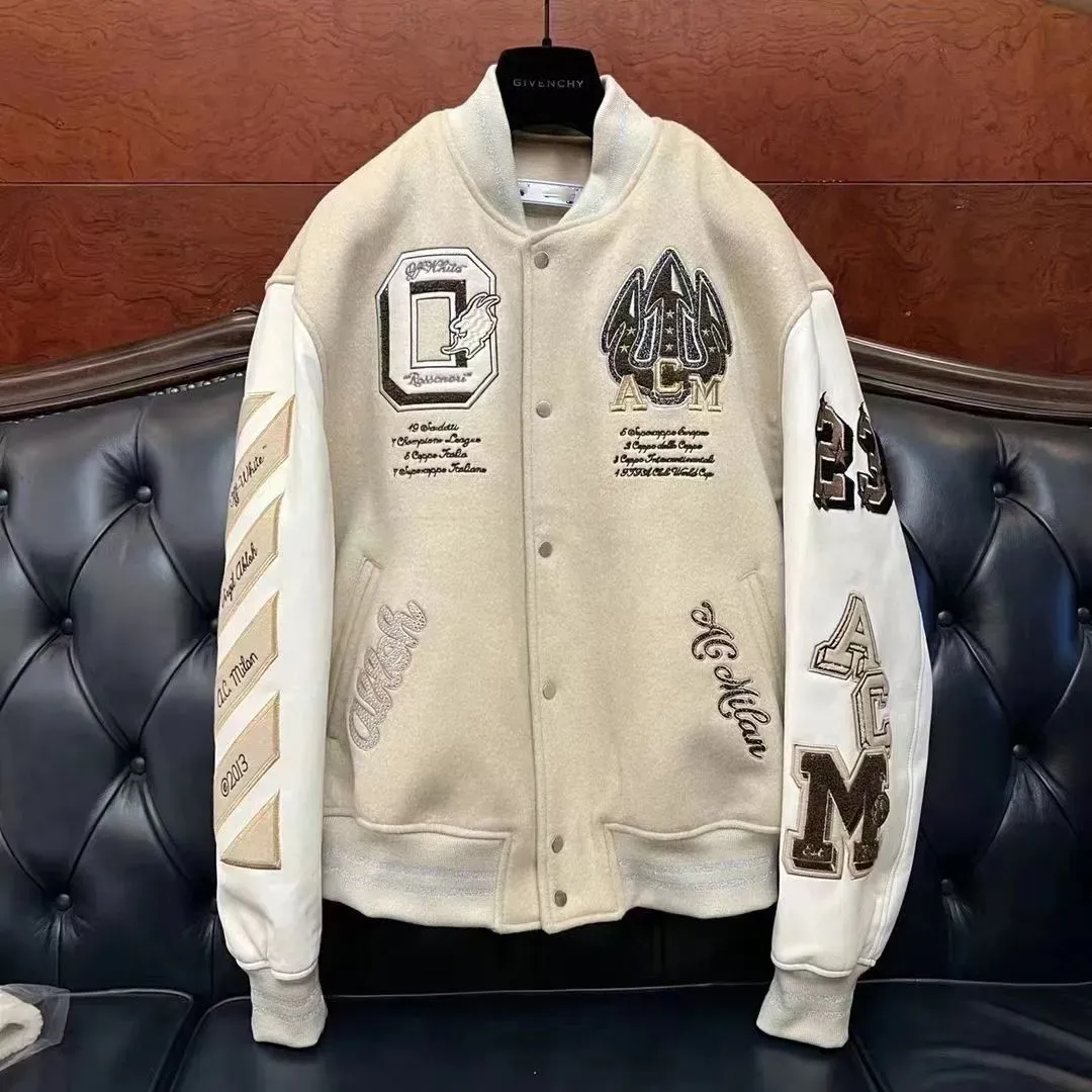 Men`s Jackets Milan Xffwhite joint OW Men`s and women`s World Cup star baseball jacket