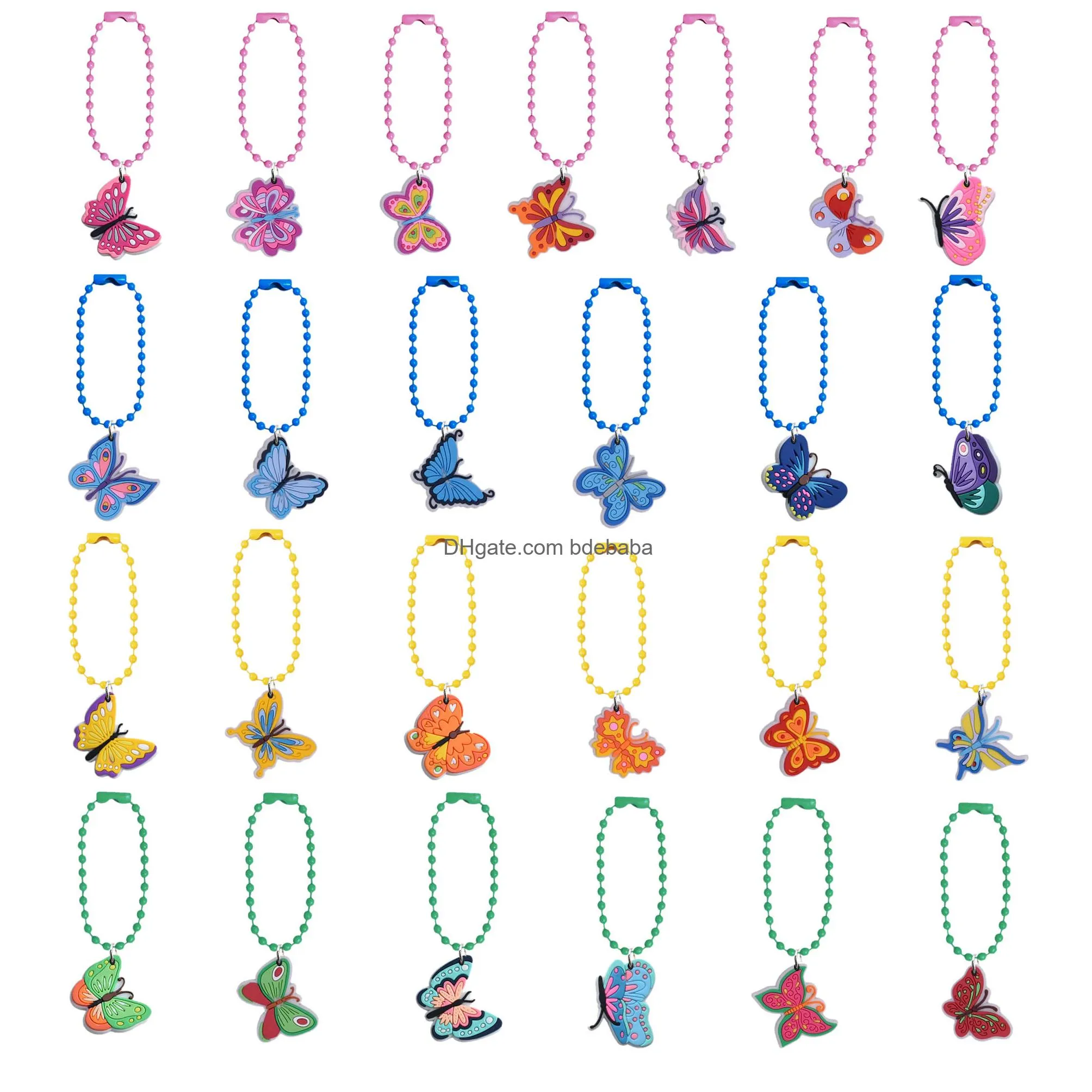 25pcs new colorful butterfly pendant keychains car interior hanging ornament rearview mirror accessories festival decoration bag accessories fashion sport keychain
