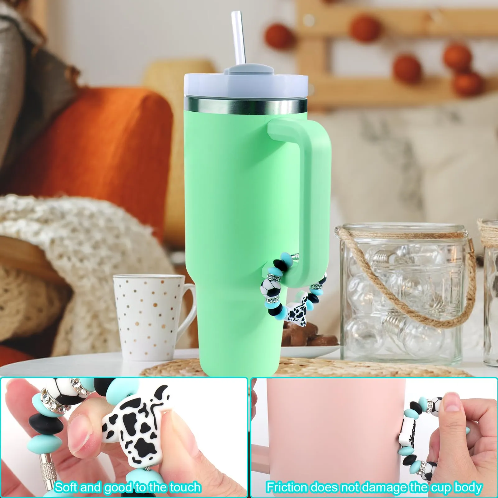 tumbler charms for  30/40/50 oz with handle bull personalized charms for simple modern cup keychain jewelry accessories for water bottle cup charm for  beast