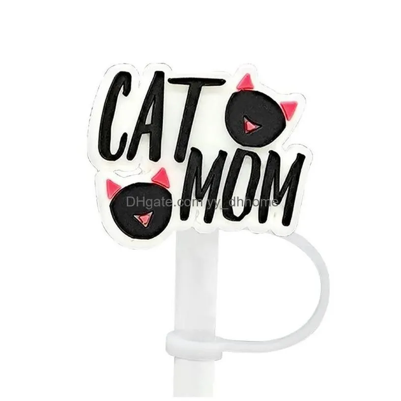 Drinking Straws Cat St Er Topper Sile Accessories Charms Reusable Splash Proof Dust Plug Decorative Diy Your Own 8Mm Drop Delivery H