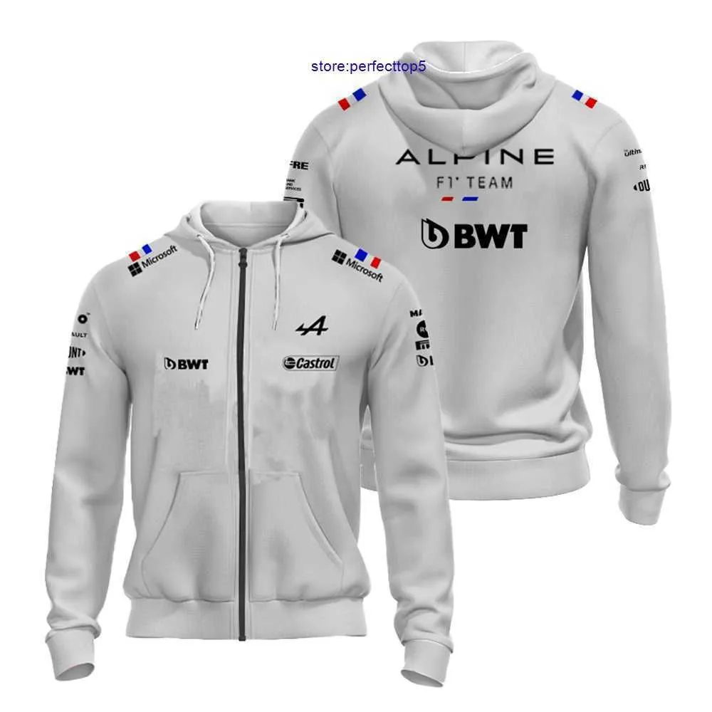 Men`s Hoodies 2023 New F1 Jacket Hoodie Official Sale Racing Sports Zipper Shirt Women`s Formula One Alpine Team Alonso Blue Hood