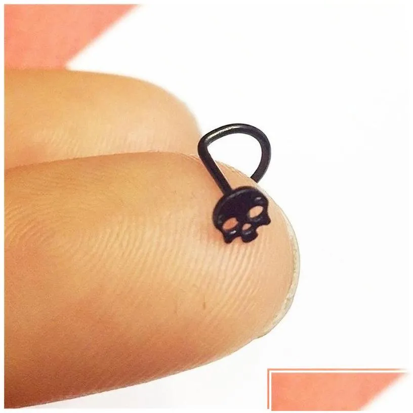 Nose Rings Studs Punk Style Skl Ring Stud Hoop Body Piercing Women Fashion Accessories 5 Colors Drop Delivery Jewelry Dhtkz