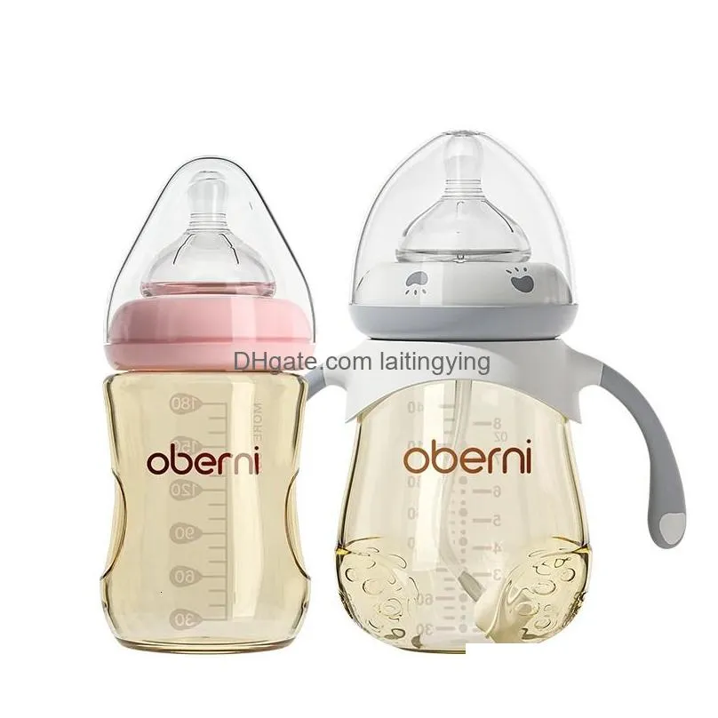 oberni baby bottle feeding set for ppsu materials wide neck 180ml240ml with supper soft silicone nipple 240223