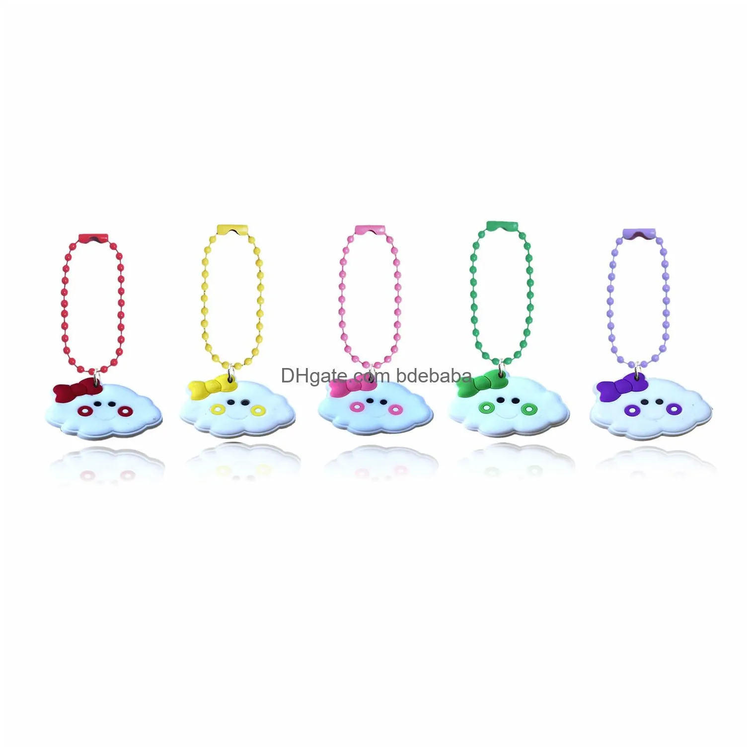 10pcs cartoon clouds keychain colorful ball bead keychains fits bag key dolls label hand tag for unisex