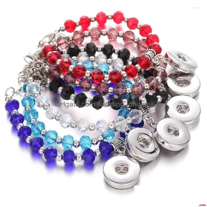 charm bracelets 10pcs/lot wholesale beaded snap bracelet 18mm button diy handmade beads charms for women jewelry