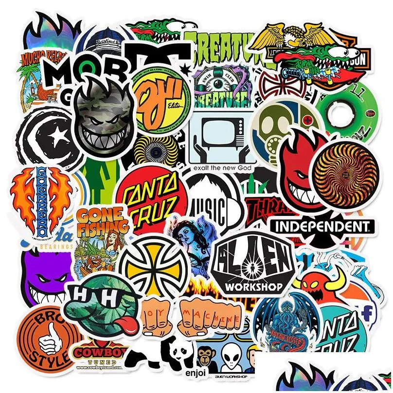 Car Stickers 50Pcs Fashion Brand Logo For Diy Laptop Skateboard Motorcycle Decals Drop Delivery Mobiles Motorcycles Exterior Accessor Dhj5Y