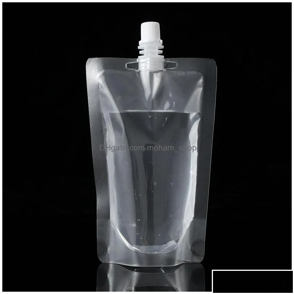 Water Bottles 250Ml Stand-Up Plastic Drink Packaging Bag Spout Pouch For Juice Milk Coffee Beverage Liquid Packing Drop Delivery Hom Dhnvj