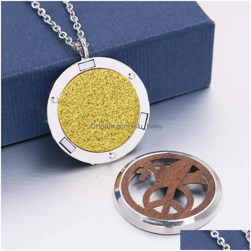 aroma perfume diffuser necklace wood peace bird  locket pendant diy jewelry for fragrance essential oil with pads