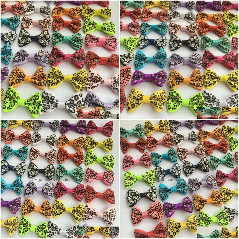 200pcs 1 4 leopard print bows diy for girls mix colors hair bows for children kids hair accessories birthday party dressing