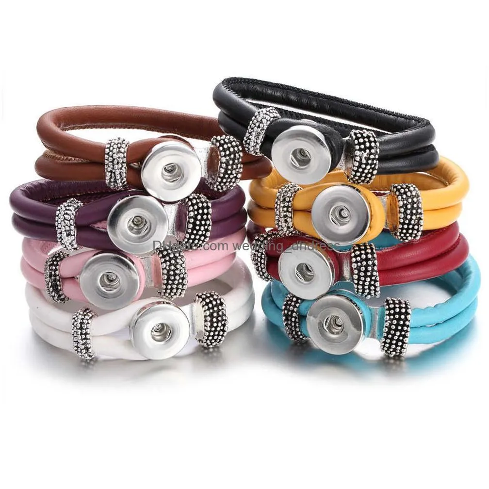 10pcs/lot wholesale snap jewelry bracelets for women braided leather 18mm snap bracelet diy interchangeable snap button bracelet