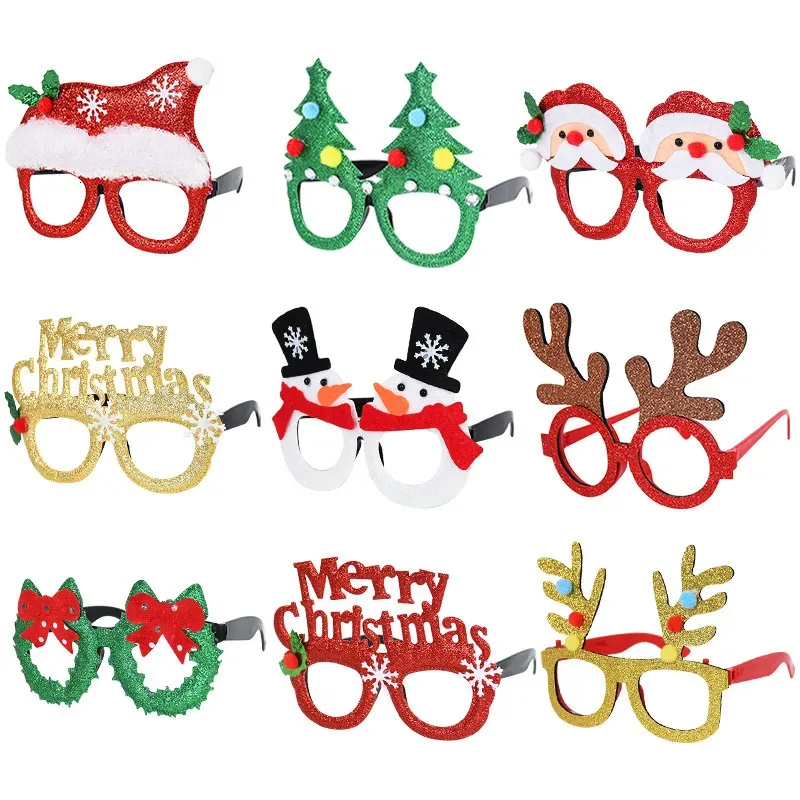 Christmas Decorations 9Pcs Merry Glasses Frame Xmas Party Decoration Po Booth Props Eyeglasses Navidad Year Supplies Kids Gift 221125