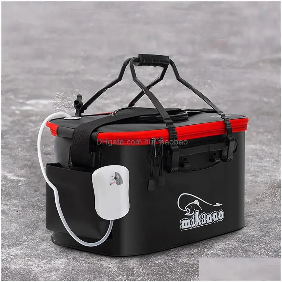 portable eva fishing bag collapsible bucket live fish box camping water container pan basin tackle storage no pump 240113